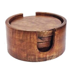 Coaster in wood + holder